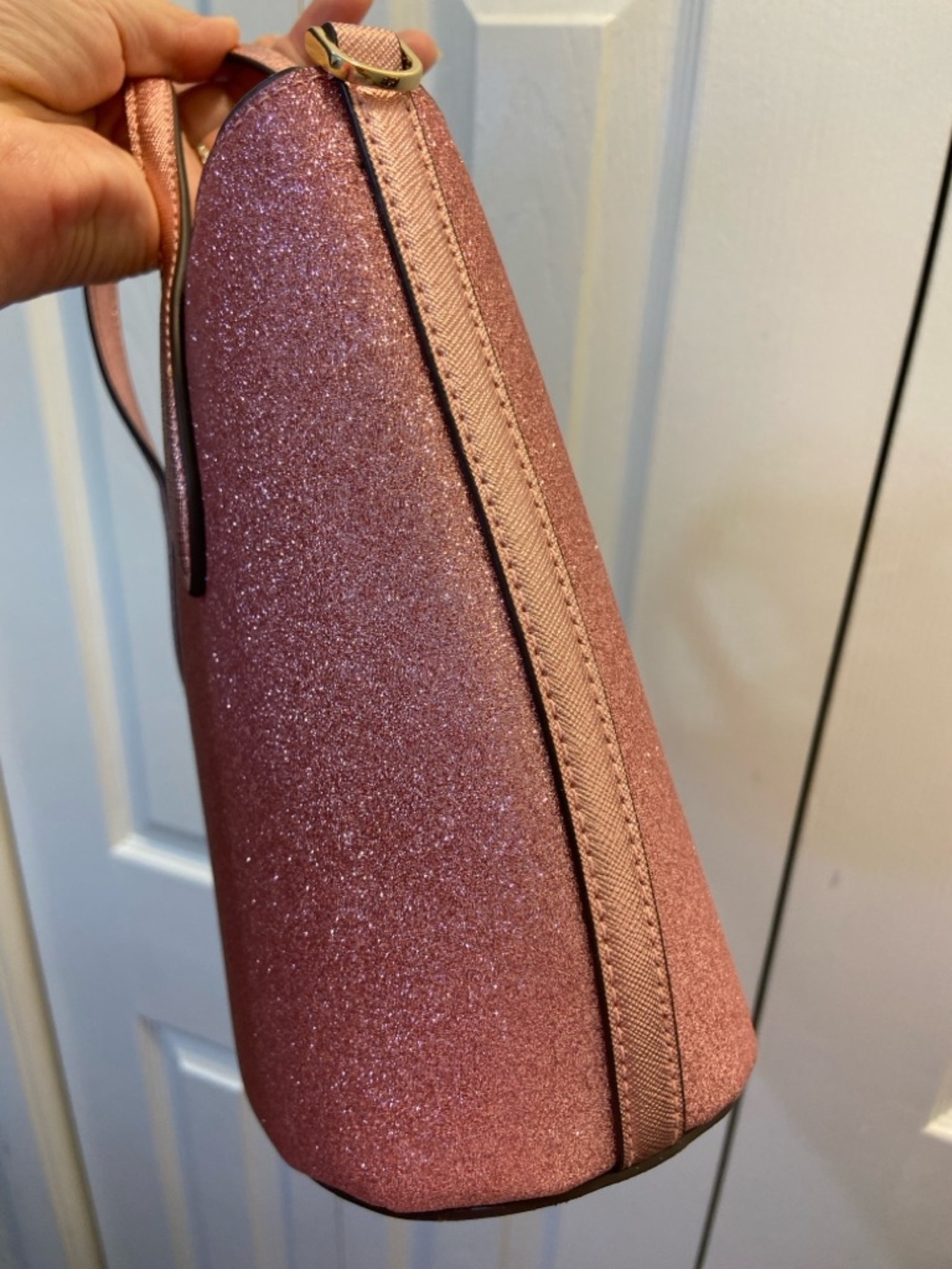 KATE SPADE Pink Glitter Small Tote Purse with Shoulder Strap New without Tags - Picture 9 of 16